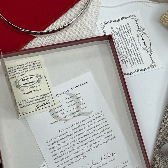 Vintage Kenneth Jay Lane Rhodium-Plated Omega Necklace with Original Box & Pouch - Picture 16 of 17